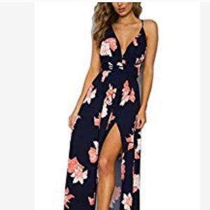 Flower halter long dress size small